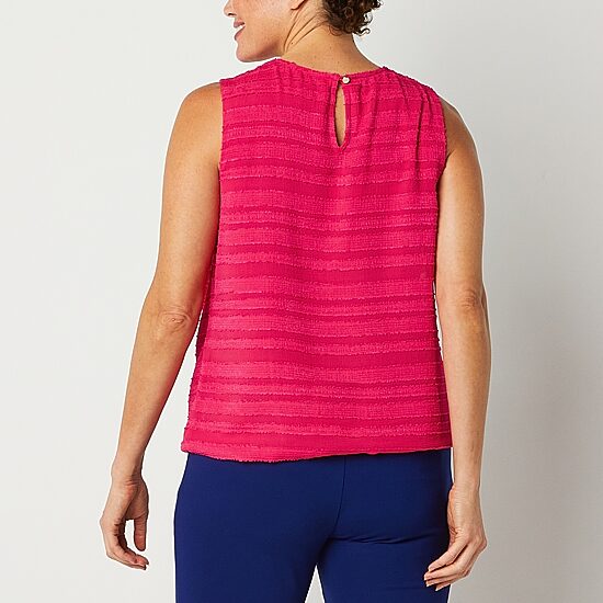 Liz Claiborne Womens Crew Neck Sleeveless Blouse