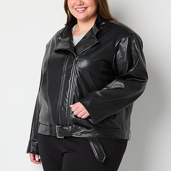 Worthington Womens Plus Midweight Motorcycle Jacket