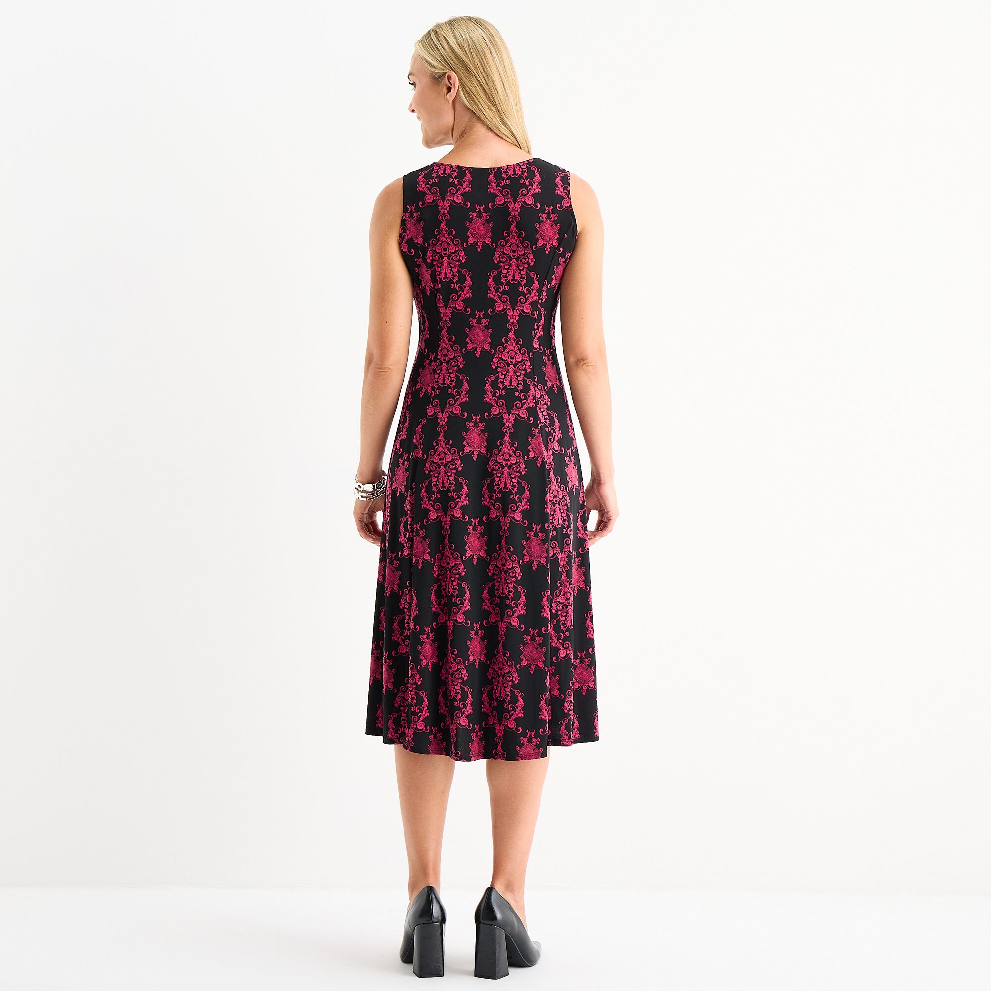 Danny & Nicole Womens Midi Damask Jacket Dress