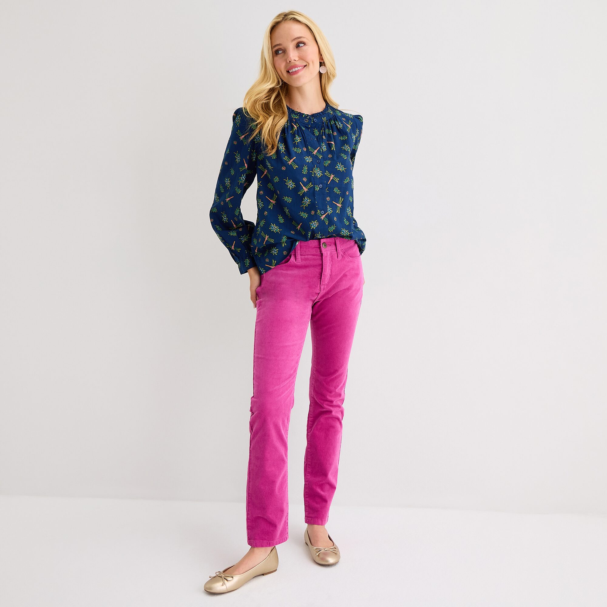 St. John's Bay Womens Round Neck Long Sleeve Blouse