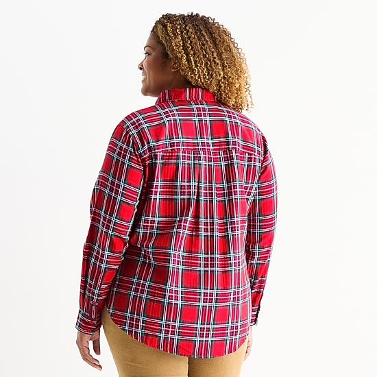 St. John's Bay Womens Plus Long Sleeve Blouse