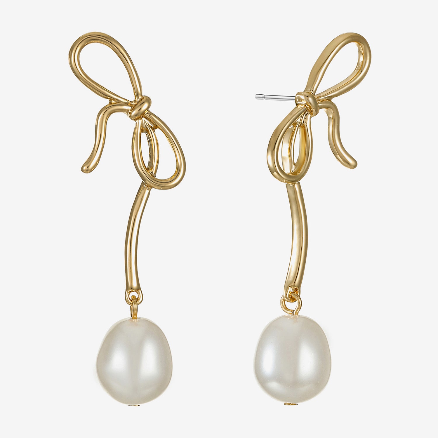 Bijoux Bar Womens Simulated Pearl Bow Hypoallergenic Drop Earrings