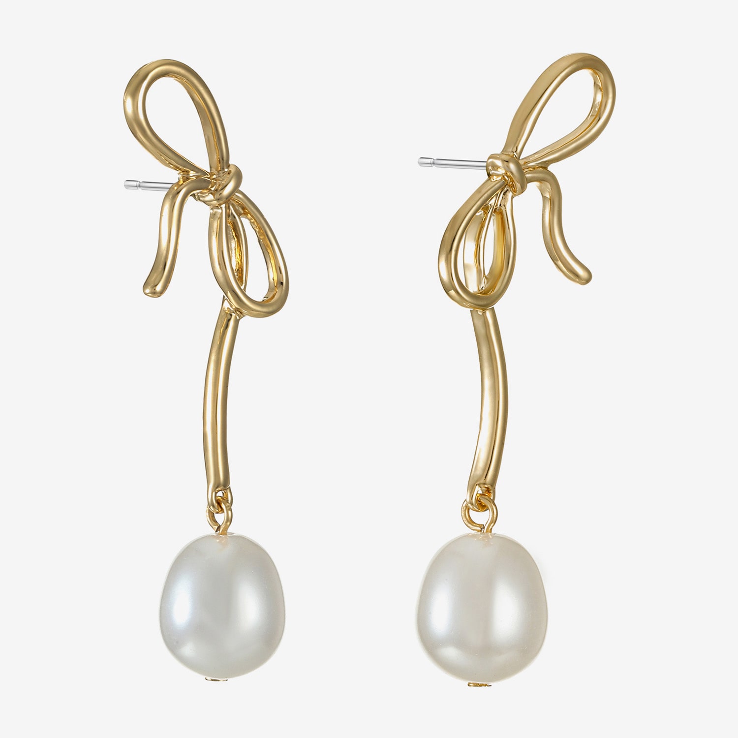 Bijoux Bar Womens Simulated Pearl Bow Hypoallergenic Drop Earrings