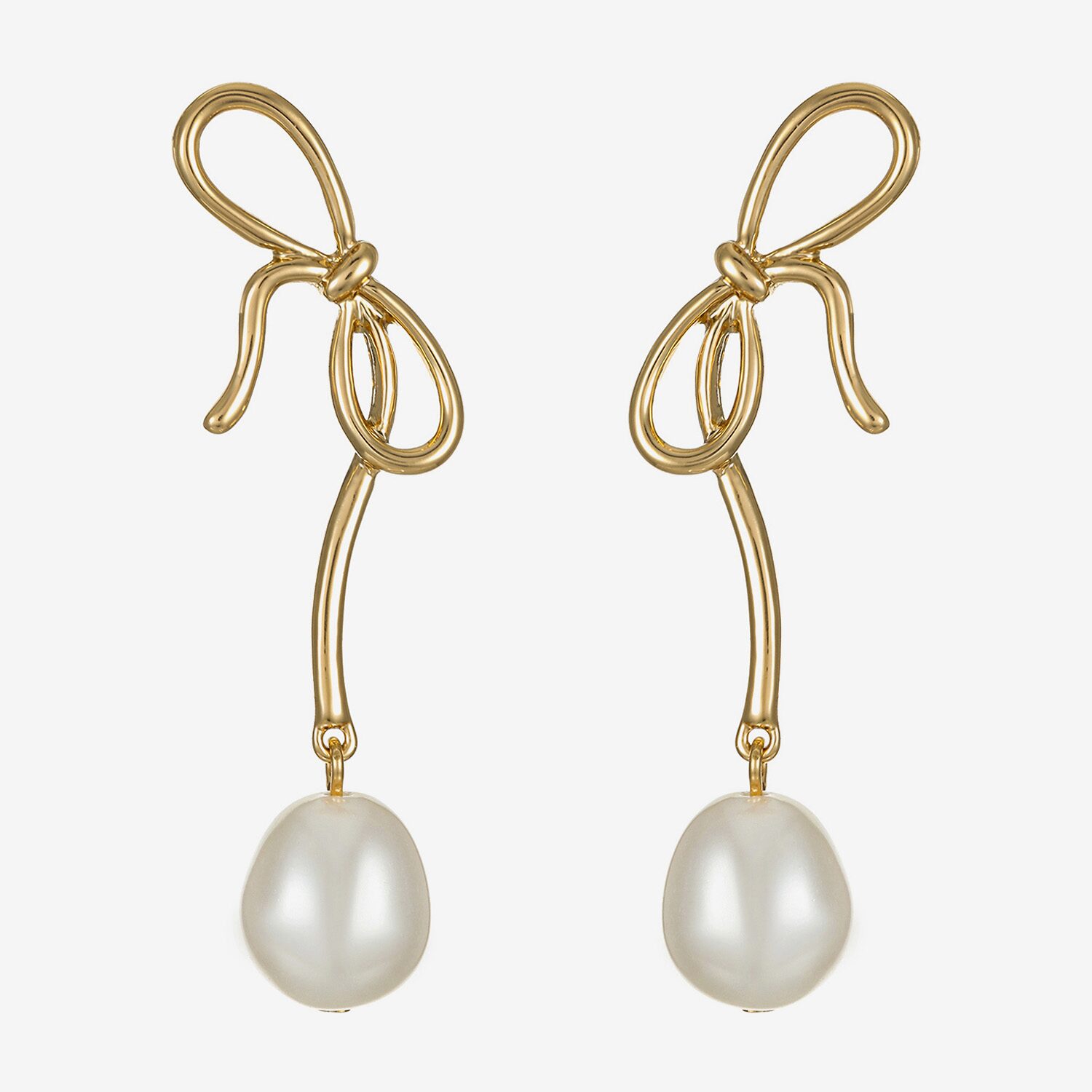Bijoux Bar Womens Simulated Pearl Bow Hypoallergenic Drop Earrings