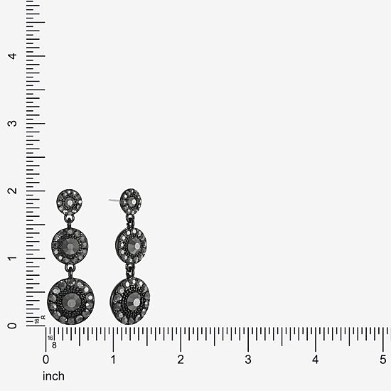 Mixit Black Womens Gray Glass Round Hypoallergenic Drop Earrings