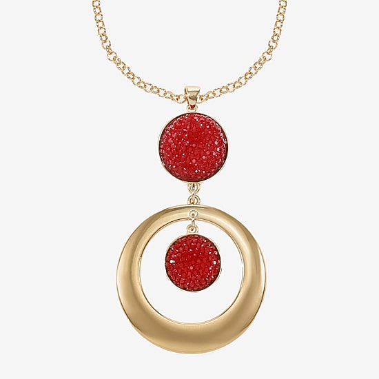 Mixit Gold Tone Womens 24 Inch Pendant Necklace
