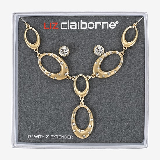 Liz Claiborne Y Necklace & Stud Earring Womens Glass Oval 2-pc. Jewelry Set