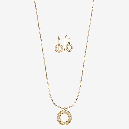 Liz Claiborne Pendant Necklace & Drop Earring Womens Glass 2-pc. Jewelry Set