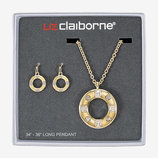 Liz Claiborne Pendant Necklace & Drop Earring Womens Glass 2-pc. Jewelry Set