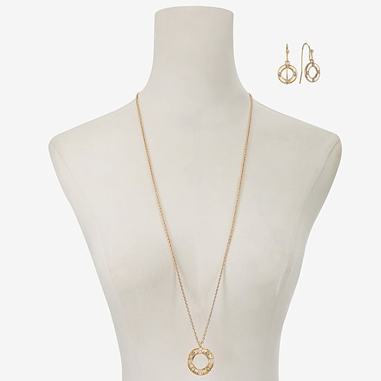 Liz Claiborne Pendant Necklace & Drop Earring Womens Glass 2-pc. Jewelry Set