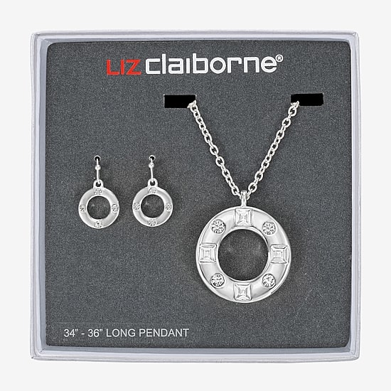 Liz Claiborne Pendant Necklace & Drop Earring Womens Glass 2-pc. Jewelry Set