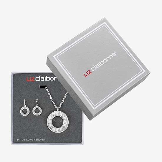 Liz Claiborne Pendant Necklace & Drop Earring Womens Glass 2-pc. Jewelry Set