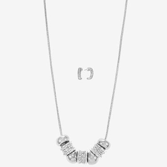 Liz Claiborne Slider Collar Necklace & Huggie Earring Womens Glass 2-pc. Jewelry Set