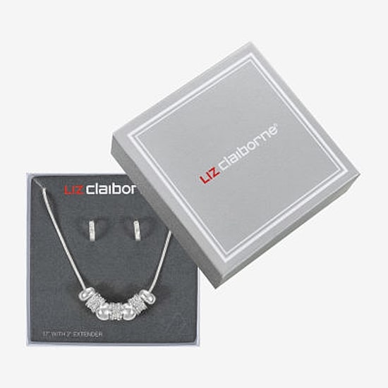 Liz Claiborne Slider Collar Necklace & Huggie Earring Womens Glass 2-pc. Jewelry Set