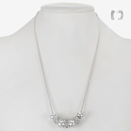 Liz Claiborne Slider Collar Necklace & Huggie Earring Womens Glass 2-pc. Jewelry Set