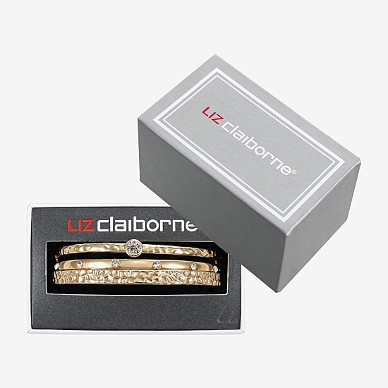 Liz Claiborne Textured Bangle Womens 3-pc. Glass Bracelet Set