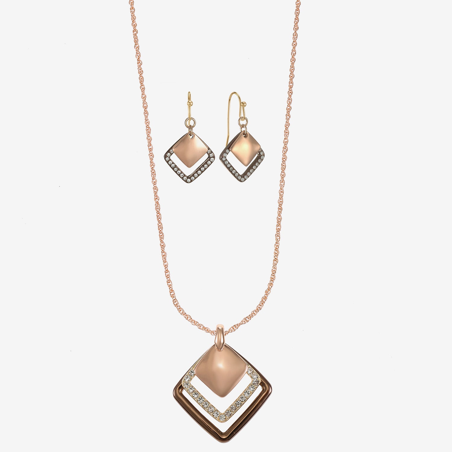 Liz Claiborne Pendant Necklace & Drop Earring Womens Glass Square 2-pc. Jewelry Set