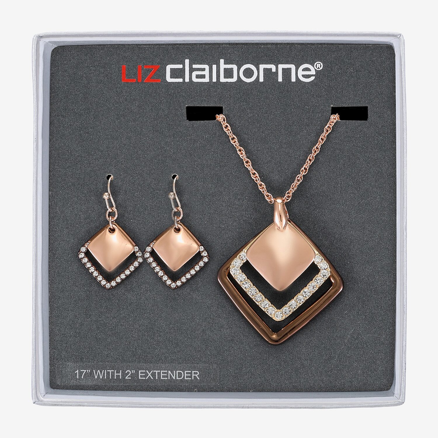 Liz Claiborne Pendant Necklace & Drop Earring Womens Glass Square 2-pc. Jewelry Set