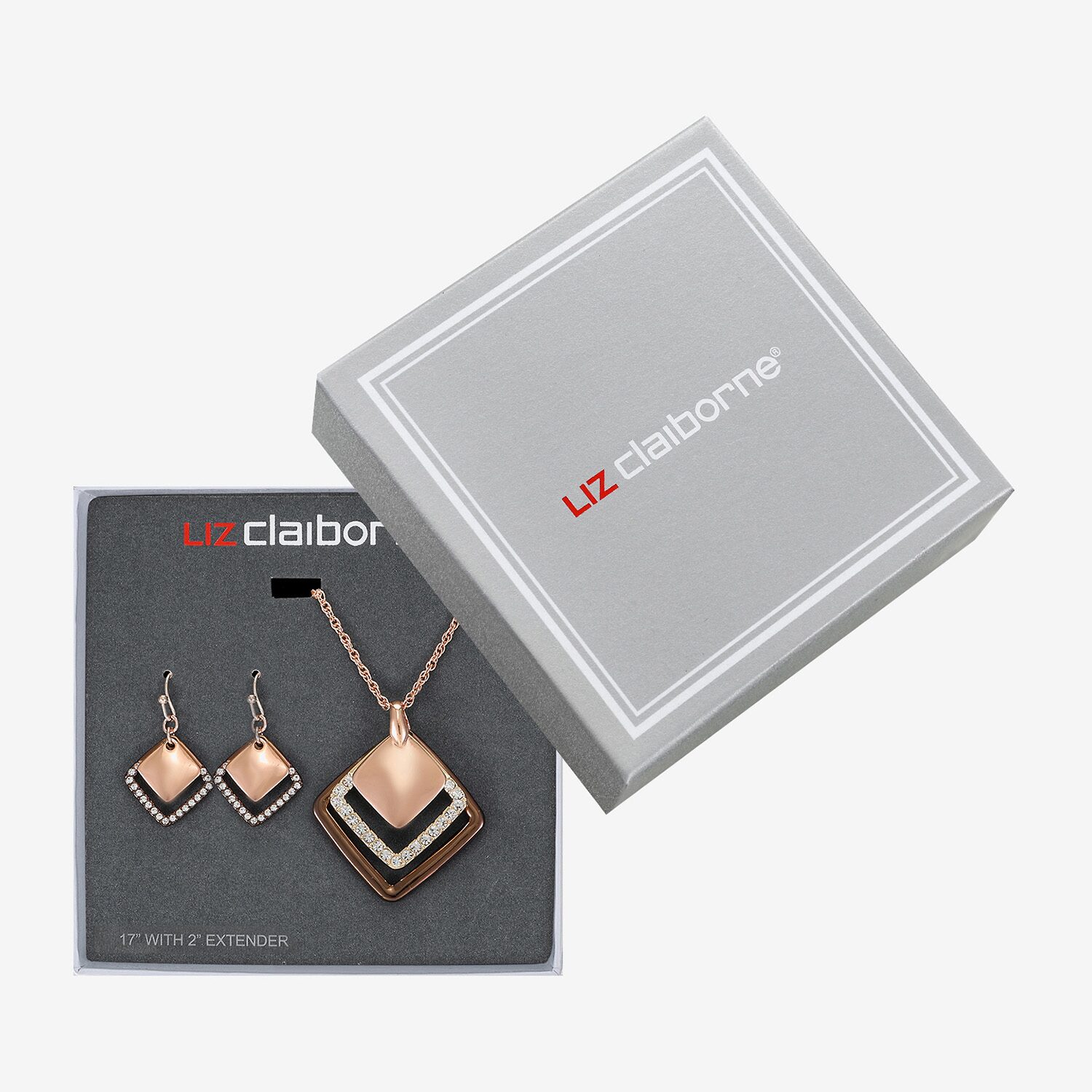 Liz Claiborne Pendant Necklace & Drop Earring Womens Glass Square 2-pc. Jewelry Set
