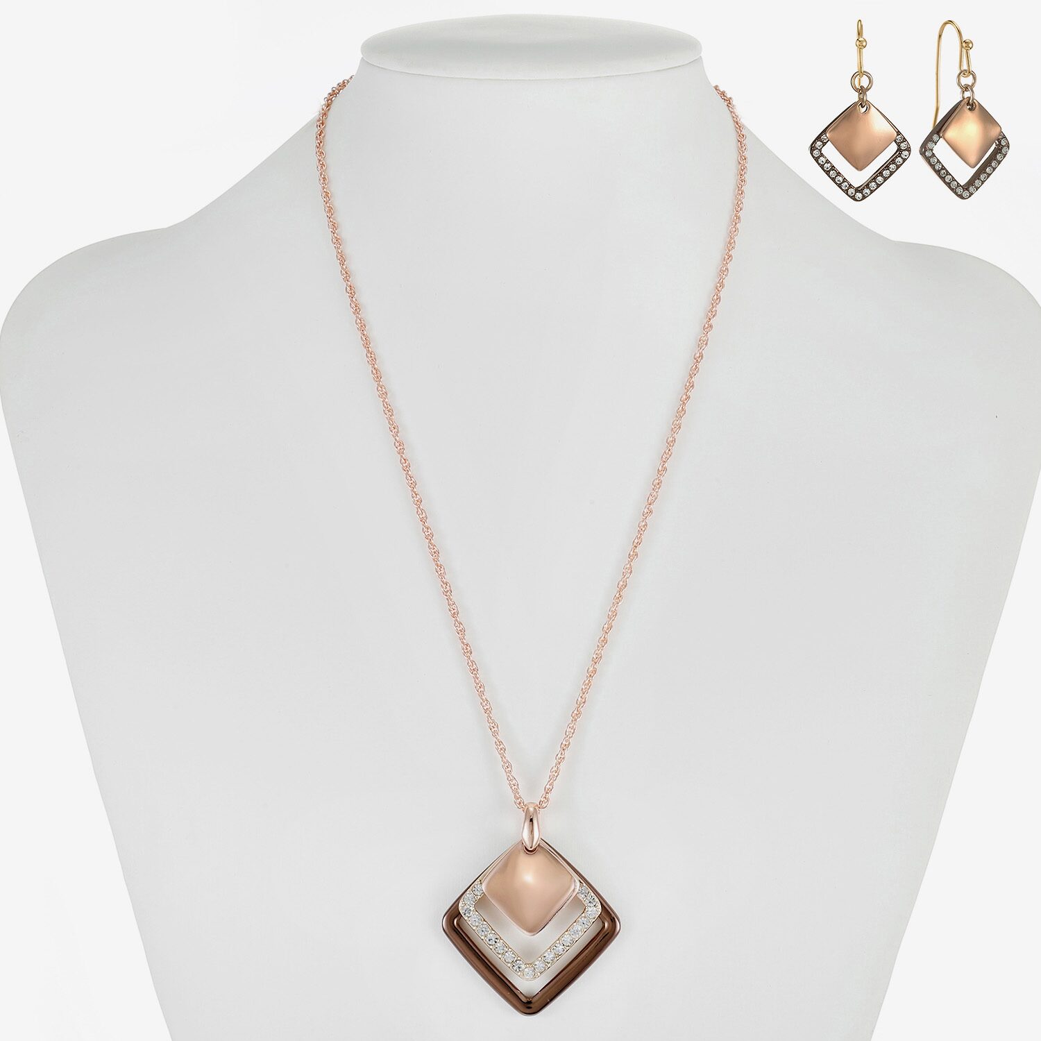 Liz Claiborne Pendant Necklace & Drop Earring Womens Glass Square 2-pc. Jewelry Set