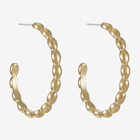 Liz Claiborne Textured Womens 47mm Oval Rectangular Hypoallergenic Hoop Earrings