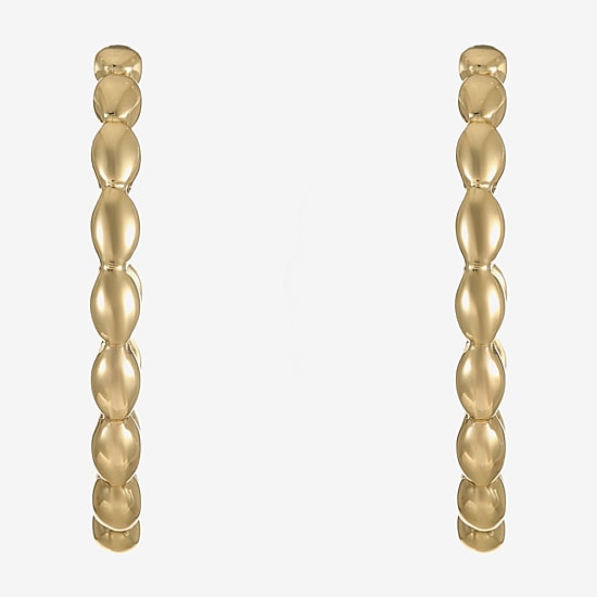 Liz Claiborne Textured Womens 47mm Oval Rectangular Hypoallergenic Hoop Earrings