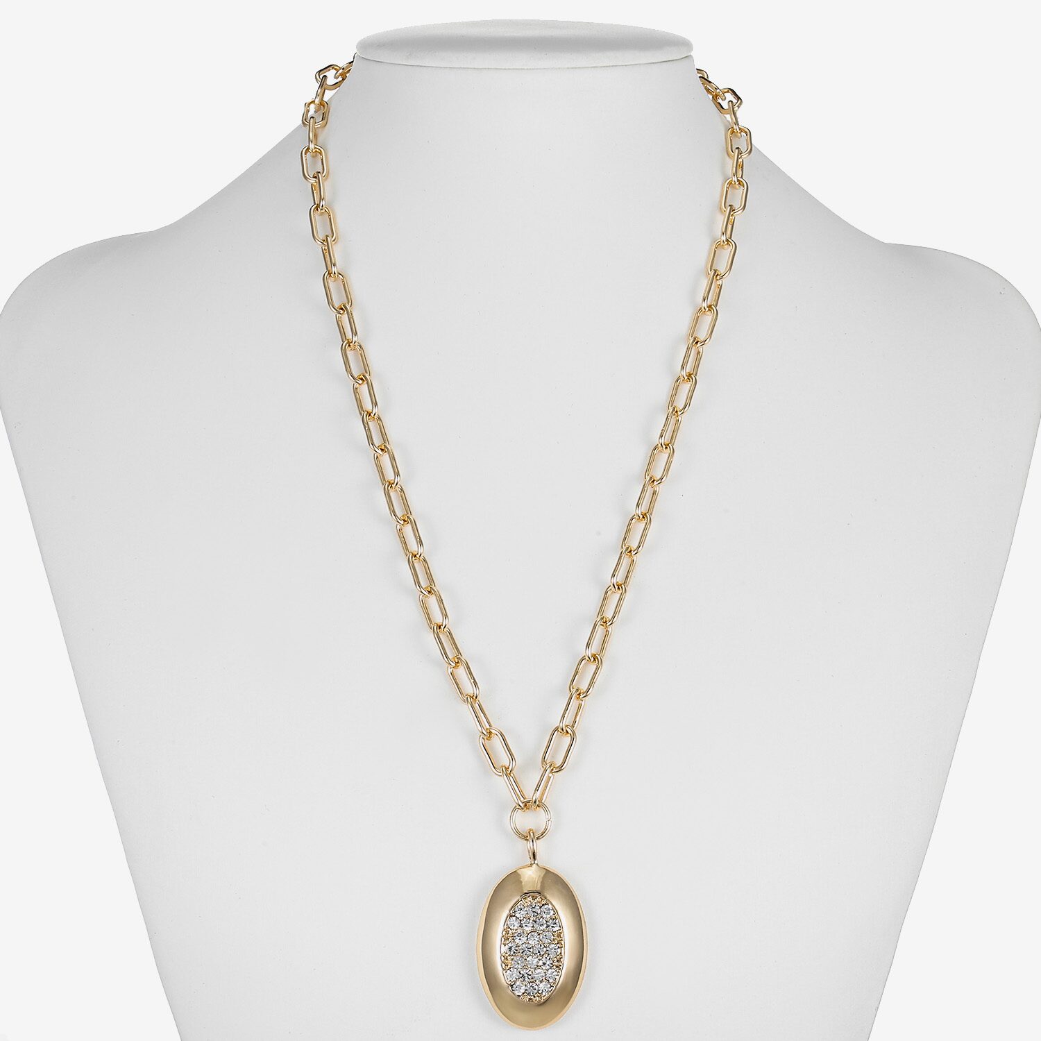 Liz Claiborne Pave Womens Glass Oval 18 Inch Pendant Necklace