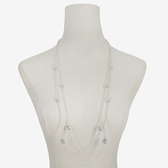 Liz Claiborne Pave Station Womens Glass 34 Inch Strand Necklace
