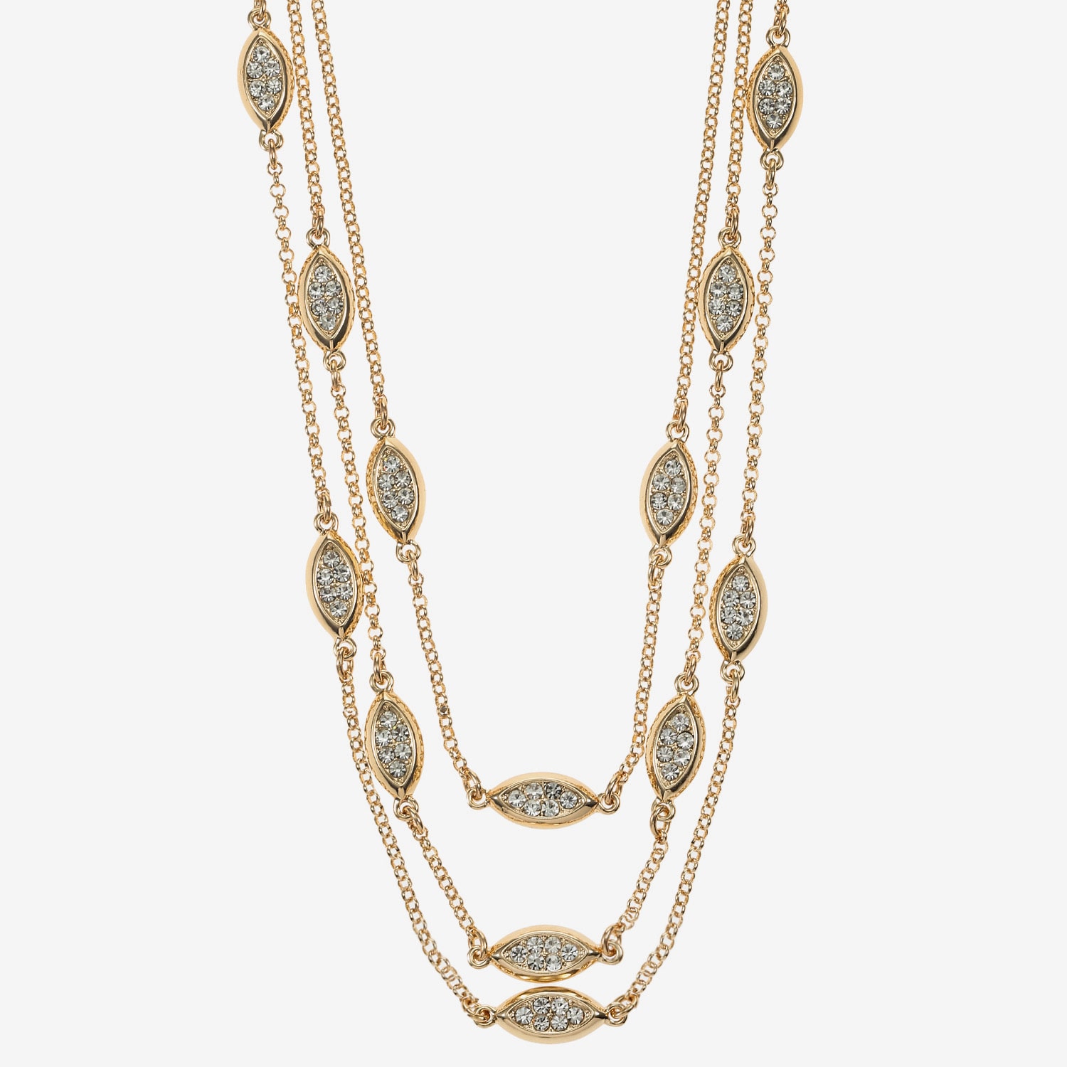 Liz Claiborne Pave Layered Womens 18 Inch Statement Necklace
