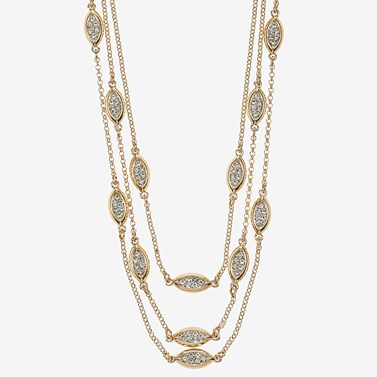 Liz Claiborne Pave Layered Womens 18 Inch Statement Necklace