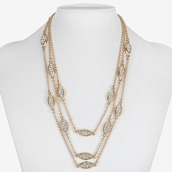 Liz Claiborne Pave Layered Womens 18 Inch Statement Necklace