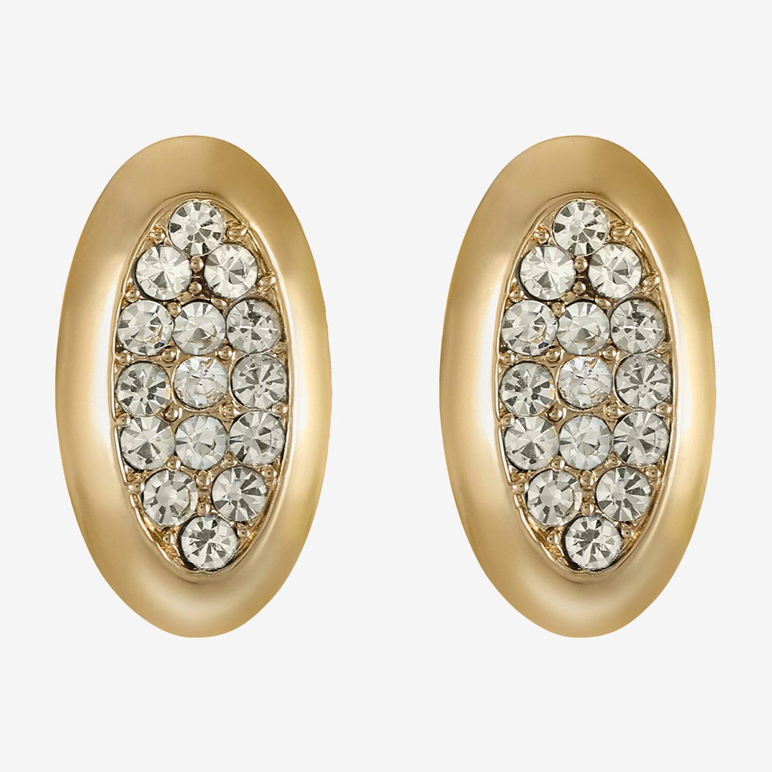 Liz Claiborne Pave Glass 25mm Oval Stud Earrings