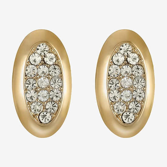 Liz Claiborne Pave Glass 25mm Oval Stud Earrings