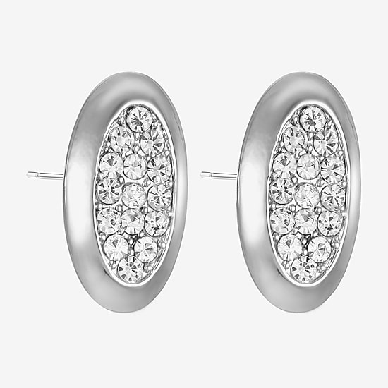 Liz Claiborne Pave Glass 25mm Oval Stud Earrings