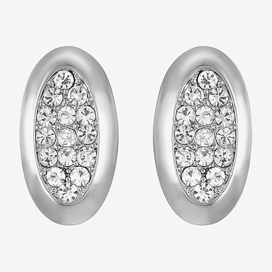 Liz Claiborne Pave Glass 25mm Oval Stud Earrings