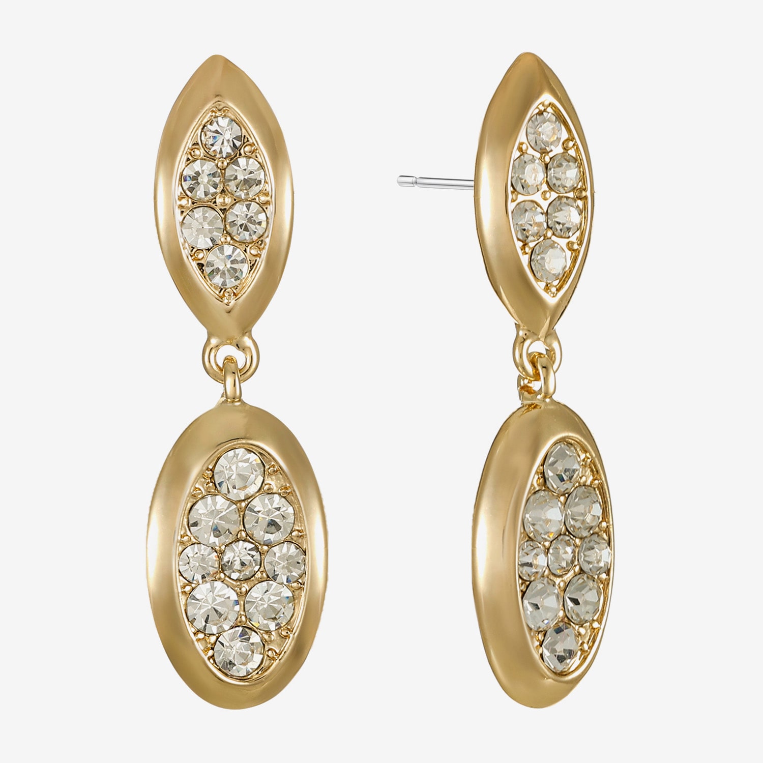 Liz Claiborne Pave Womens Glass Oval Hypoallergenic Drop Earrings