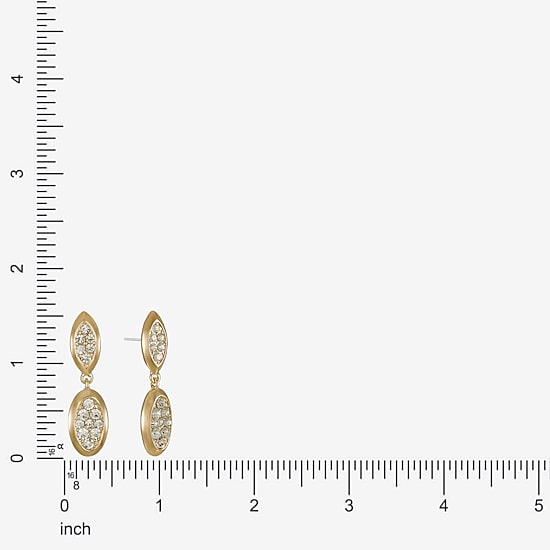 Liz Claiborne Pave Womens Glass Oval Hypoallergenic Drop Earrings