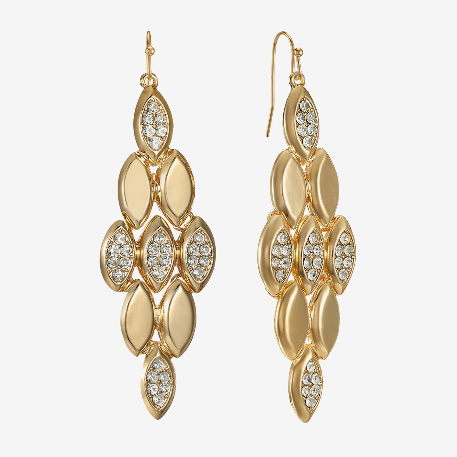 Liz Claiborne Pave Womens Glass Oval Chandelier Earrings