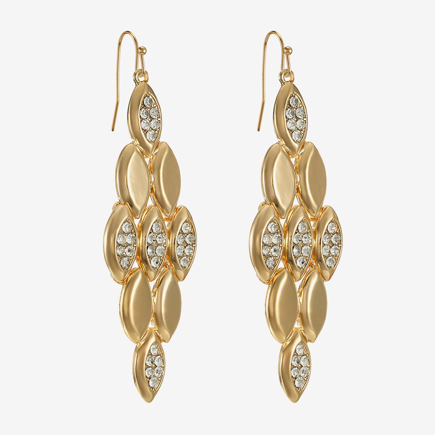 Liz Claiborne Pave Womens Glass Oval Chandelier Earrings