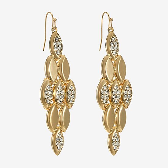 Liz Claiborne Pave Womens Glass Oval Chandelier Earrings