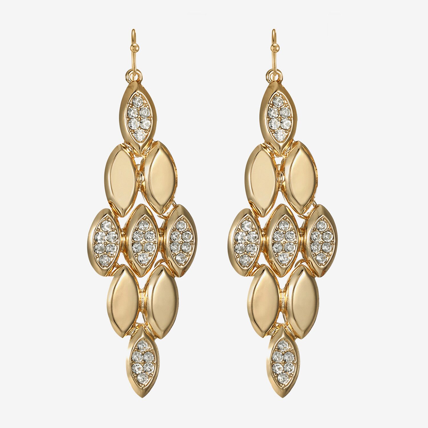 Liz Claiborne Pave Womens Glass Oval Chandelier Earrings