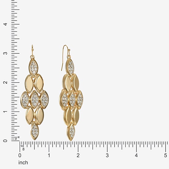 Liz Claiborne Pave Womens Glass Oval Chandelier Earrings