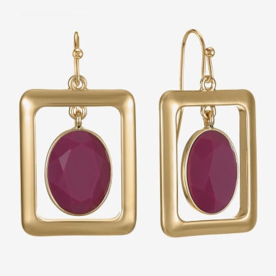 Liz Claiborne Womens Oval Rectangular Drop Earrings