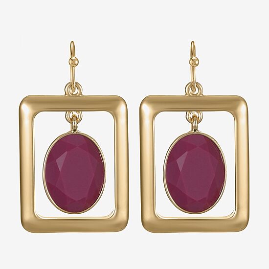 Liz Claiborne Womens Oval Rectangular Drop Earrings