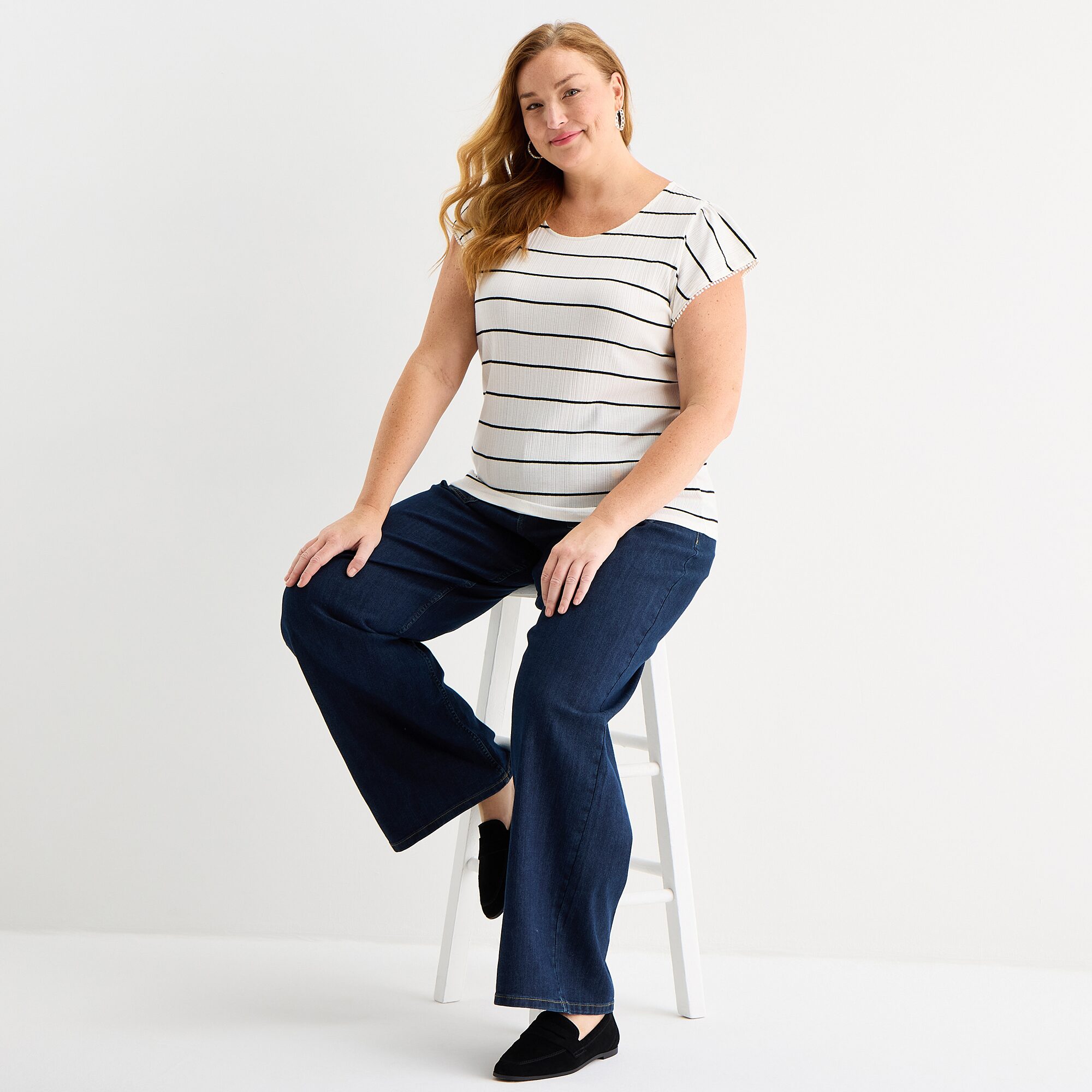 Liz Claiborne Womens Plus Round Neck Short Sleeve T-Shirt