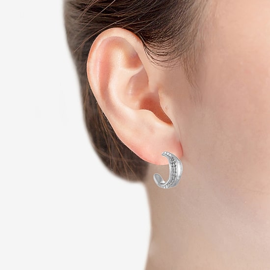 Liz Claiborne Textured Huggie Womens 19.7mm Hypoallergenic Hoop Earrings