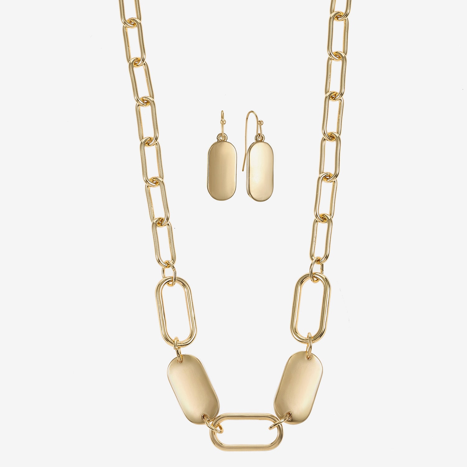 Liz Claiborne Textured Paperclip Collar Necklace & Drop Earring Womens 2-pc. Jewelry Set