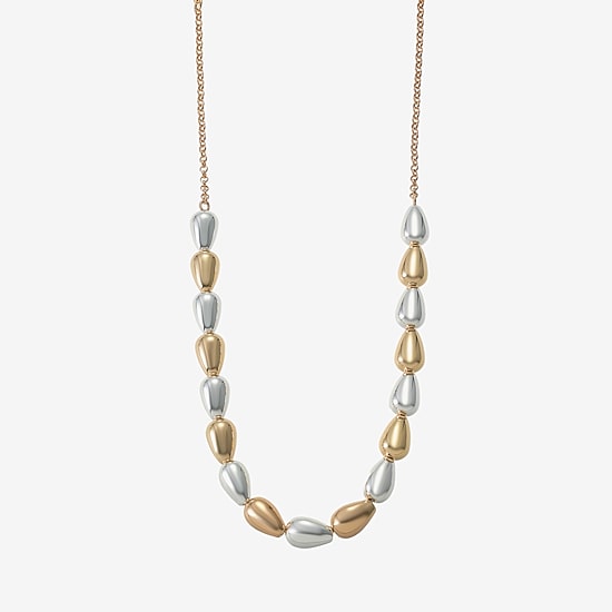 Liz Claiborne Two Tone Beaded Womens 17 Inch Collar Necklace