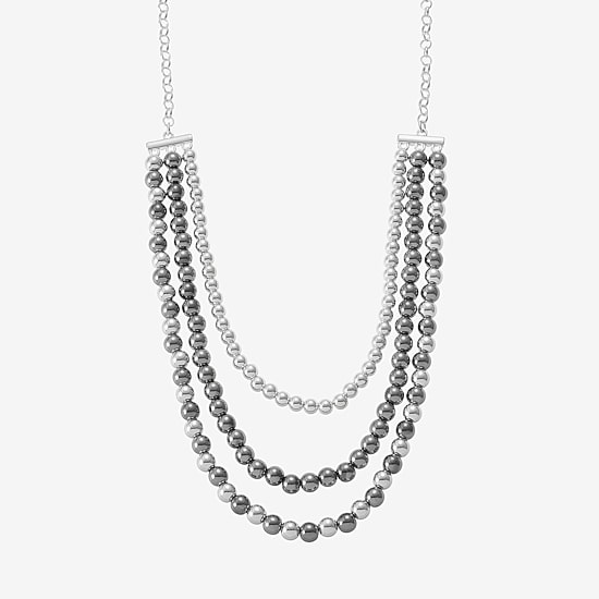 Liz Claiborne Two Tone Beaded Womens 18 Inch Collar Necklace
