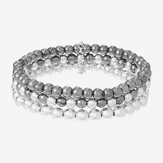Liz Claiborne Two Tone Beaded Stretch Womens 3-pc. BEADED Bracelet Set